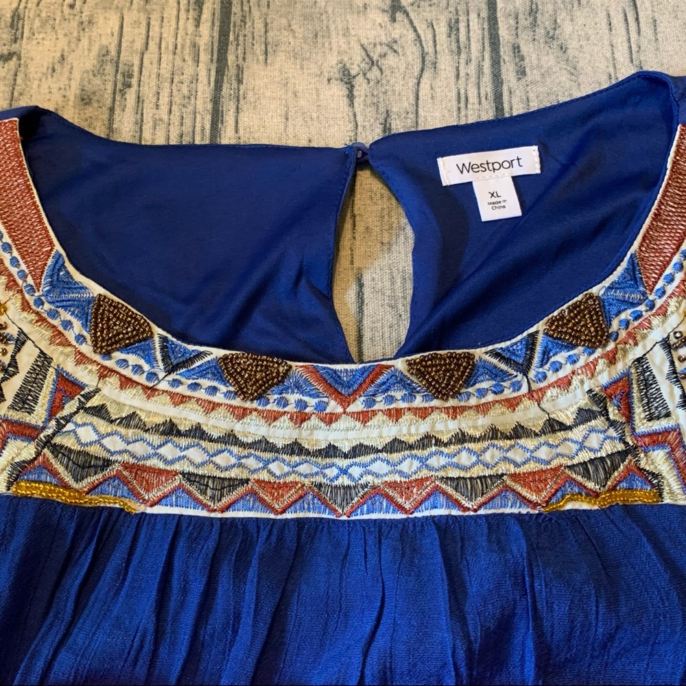 Westport Women’s Blue Tribal dress lined sleeveless XL spring summer casual - Picture 13 of 13